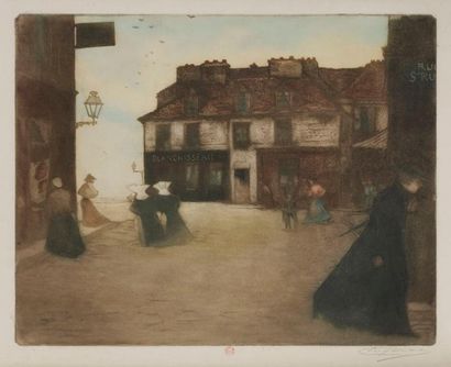 null Eugène Delâtre (1864-1938) 
La Rue du Mont-Cenis, place Saint-Pierre. Vers 1900....