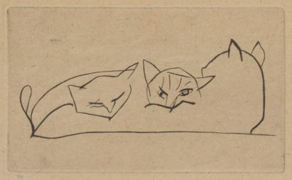null André Derain (1880-1954) 
Chatte et ses chatons. Vers 1920 (?). Burin. 113 x...