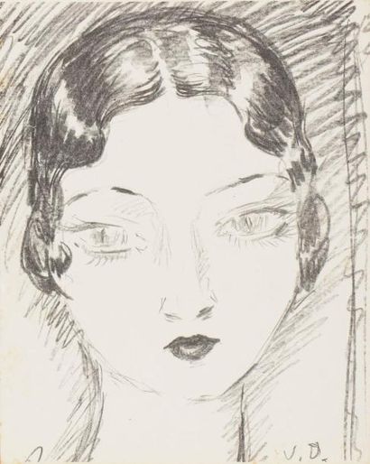 null Kees van Dongen (1877-1968) 
Tête de femme de face, cheveux courts. 1929. Lithographie....