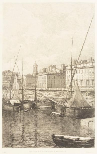 null Lucien Gautier (1850-1925) 
Vues de Marseille : La Cannebière ; L’Hôtel de Ville...