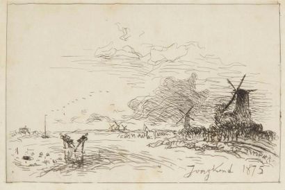 null Johan Barthold Jongkind (1819-1891) 
Canal de Hollande, près de Rotterdam (hiver)....