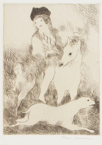 null Marie Laurencin (1883-1956) 
La Promenade à cheval. 1928. Eau-forte. 177 x 235....