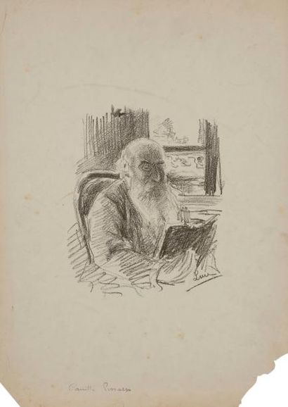 null Maximilien Luce (1858-1941) 
Portrait de Camille Pissarro. Vers 1890. Lithographie....