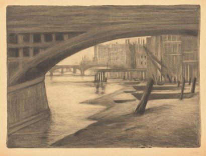 null Maximilien Luce (1858-1941) 
Sous un pont. Vers 1895. Pointe sèche et aquatinte...