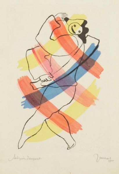 null Jean Lurçat (1892-1966)
Arlequin dansant. (Pl. du portefeuille Toupies. Paris,...