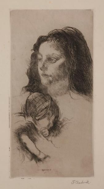 null Francis Brooks Chadwick (américain, 1850-1942)
Mère et enfant. Eau-forte. 159...