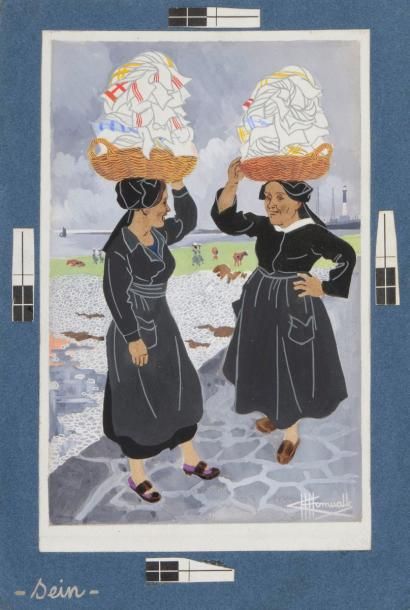 null Charles Homualk (1909-1996)
Sein : îliennes. Gouache sur vélin blanc, 140 x...