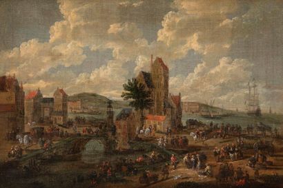 null Attribué à Peeter BOUT (1658 - 1719)
Village en bord de rivière animé de personnages
Toile
21 x 30,5 cm
Au...