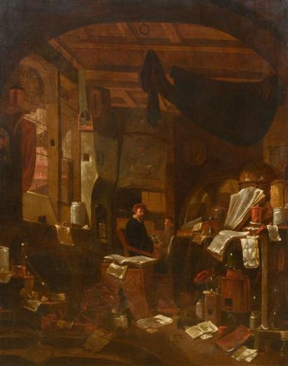 null Thomas WYCK (Bewerwyck vers 1616 - Haarlem 1677)
L’intérieur du cabinet d’un...