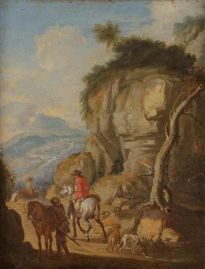null Attribué à Pandolfo RESCHI (1634 - 1696)
Cavalier dans la montagne 
Sur sa toile...