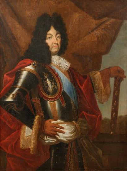 null École FRANÇAISE vers 1700, entourage de Hyacinthe RIGAUD
Portrait de Louis XIV
Toile...