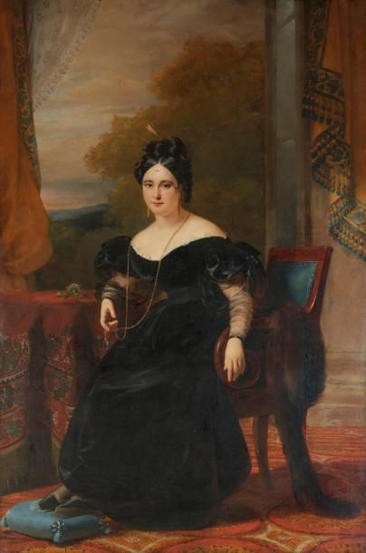 null Claude -Marie DUBUFE (Paris 1790 - Celle-Saint-Cloud 1864)
Portrait de dame...