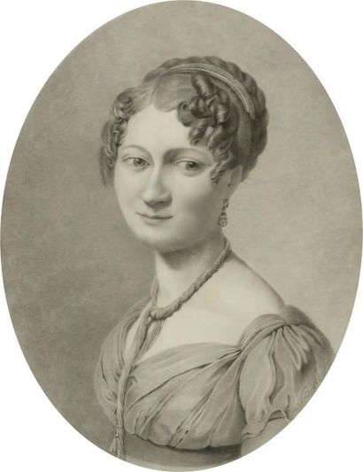 null Daniel SAINT (St Lô, 1778 - 1847).
Portrait de femme, époque Empire
Dessin à...