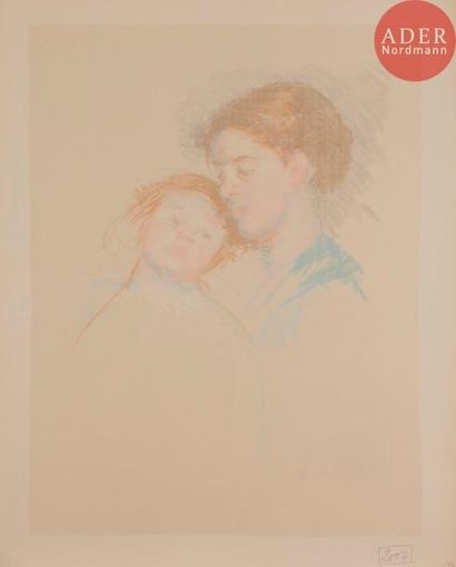 Mary CASSATT Mary CASSATT
 Child Leaning against her Young Mother. Vers 1913. Contre-épreuve... Gazette Drouot