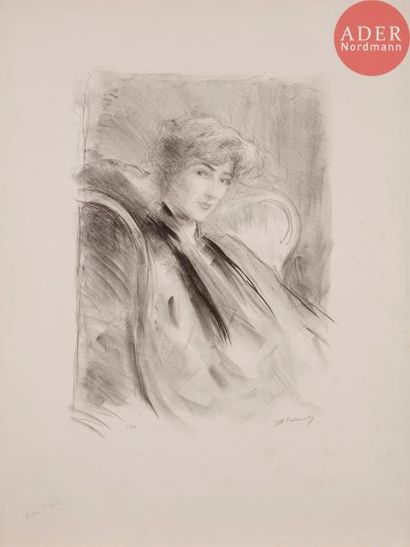 Albert de BELLEROCHE Albert de BELLEROCHE
Andrée Mégard. Vers 1900. Lithographie....