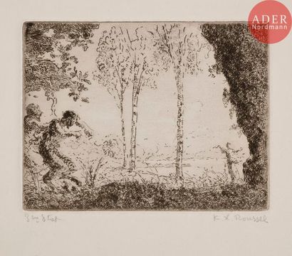 Ker-Xavier ROUSSEL Ker-Xavier ROUSSEL
Nymphe et faunes. Eau-forte. 115 x 151. Salomon...