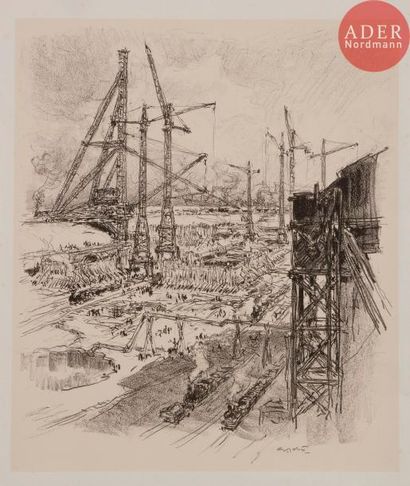Georges GOBO Georges GOBÔ
Travaux du canal de Kembs. 1930. Lithographie. 365 x 335....