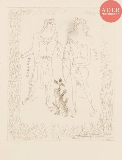 Georges Braque Georges BRAQUE
Eurybia et Éros. Eau-forte. 367 x 298. Vallier 21....