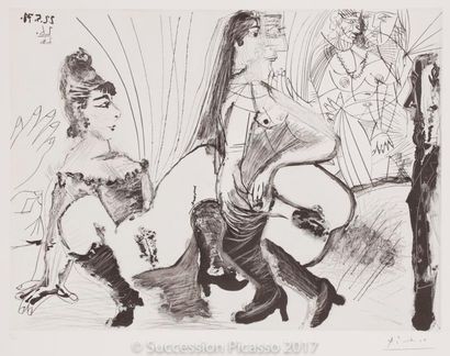 Pablo PICASSO Pablo PICASSO
Degas paie et s’en va... (Les 156, pl. 133). 1971. Aquatinte...