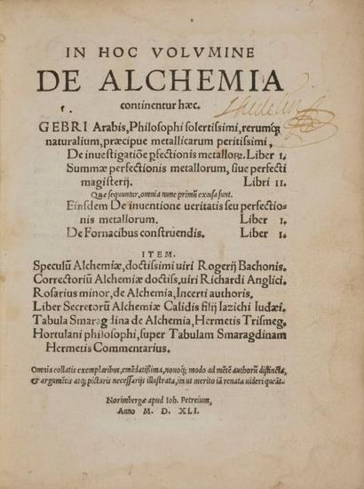 null POLYDORUS (Chrysogonus).
De alchemia.
Nuremberg : Johann Petreius, 1541. — In-4,...