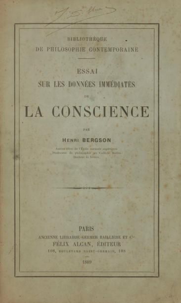 null BERGSON (Henri).
Ensemble de 4 ouvrages en édition originale :{CR}- Essai sur...