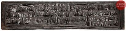 null TIBET - XIXe siècle
Planche rectangulaire en bois sculpté à impression pour...