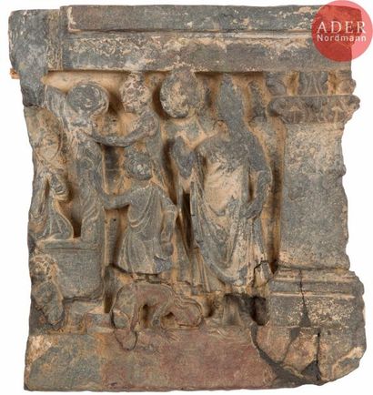 null INDE - GANDHARA,
art gréco-bouddhique, IIe / IVe siècle.
Deux éléments en schiste,...