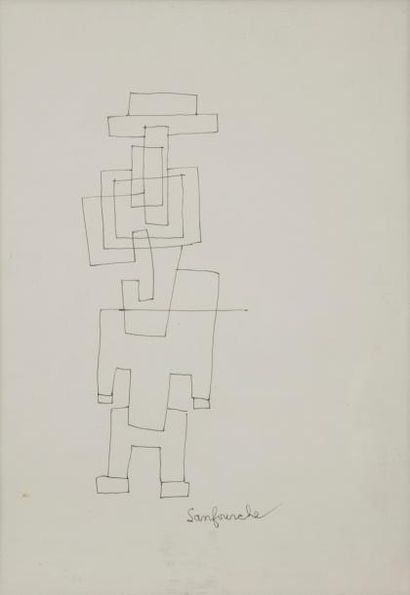 null Jean-Joseph SANFOURCHE (1929-2010)
Personnage
Encre.
Signée en bas à droite.
29 x 20 cm

Commentaire :...