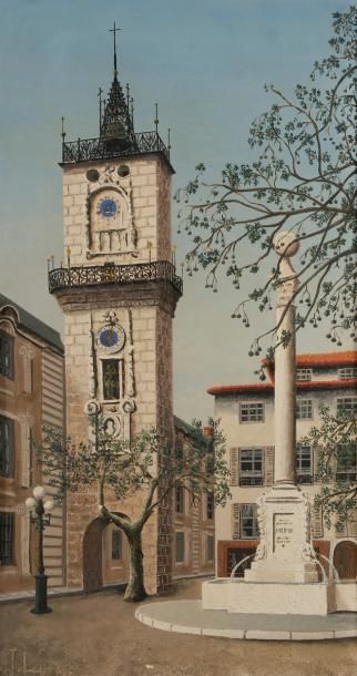  Jules LEFRANC (1887-1972) Aix-en Provence, la Place de l’Hôtel de Ville Huile sur...