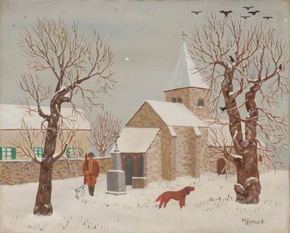 null Maurice LOIRAND (1922-2008)
Village et chasseur sous la neige
Huile sur toile.
Signée...