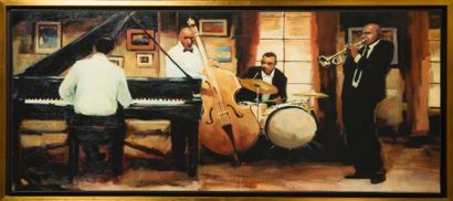 null école Moderne
« Orchestre Jazz »
Huile sur toile
76 x 153 cm