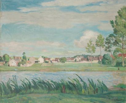 null Willem VAN HASSELT (1882-1963)
Village en bord de Loire
Huile sur toile.
Signée...