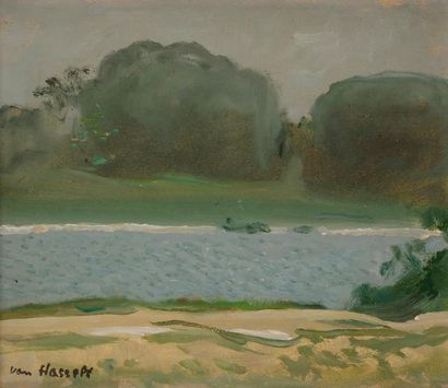 null Willem VAN HASSELT (1882-1963)
La Seine vers Évry
Huile sur carton.
Signée en...