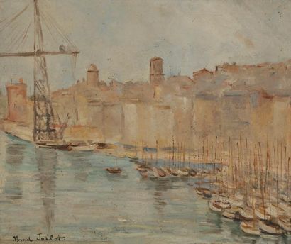 null Marcel-Edouard JALLOT (1904-?)
Marseille, le port, 1941
Huile sur toile.
Signée...