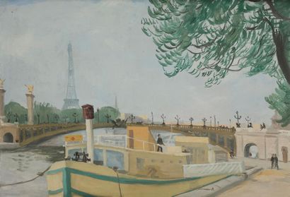 null François LANOS (XXe siècle)
Paris, le pont Georges V et la Tour Eiffel
Huile...