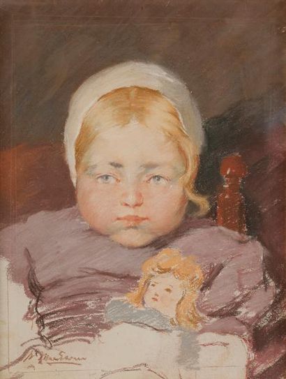 null Walter MACEWEN (1860-1943)
Jeune fille à la poupée
Pastel.
Signée en bas à ...