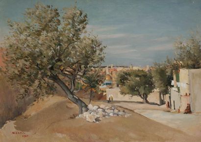 null Guy MONTIS (1918-1976)
Jérusalem, Mont des Oliviers, 1969
Huile sur toile.
Signée...