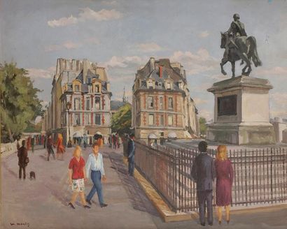 null Guy MONTIS (1918-1976)
Paris, statue d’Henri IV à la pointe du Vert-Galant
Huile...