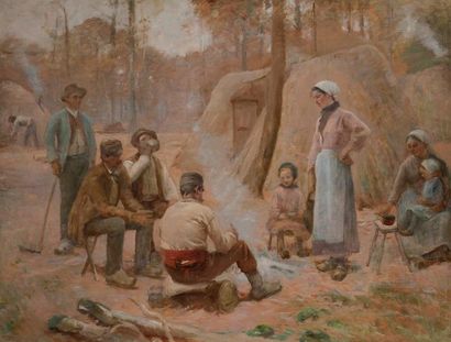 null Adrien MOREAU (1843-1906)
Le Déjeuner des bûcherons
Huile sur toile.
Porte le...