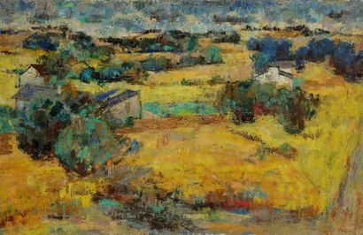 null Richard BELLIAS (1921-1974)
Paysage de Dordogne, vers 1959
Huile sur toile.
Signée...
