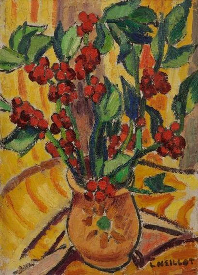 null Louis NEILLOT (1898-1973)
Vase de fleurs
Huile sur toile.
Signée en bas à d...