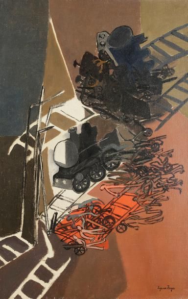 null Suzanne ROGER (1899-1986)
Le Nœud ferroviaire, 1944
Huile sur toile.
Signée...