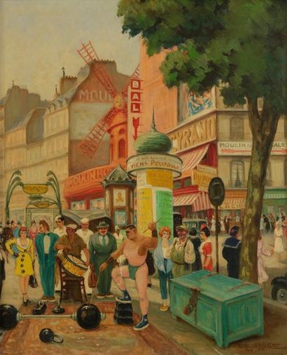 null Gaston LE BEUZE (XXe siècle)
Paris, L’Athlète, Place Blanche, 1952
Huile sur...