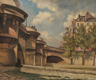 null Pierre DUBREUIL (1891-1970)
Paris, la Seine au Pont Neuf
Huile sur toile.
Signée...