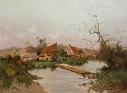 null Louis DUPUY (1854-1941)
Maisons en bord de rivière
Huile sur toile.
Signée en...