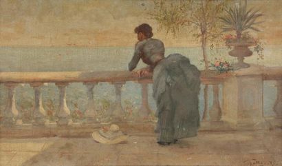 null GALLIAY (XIXe siècle)
Femme au balcon, 1885
Huile sur toile.
Signée et datée...