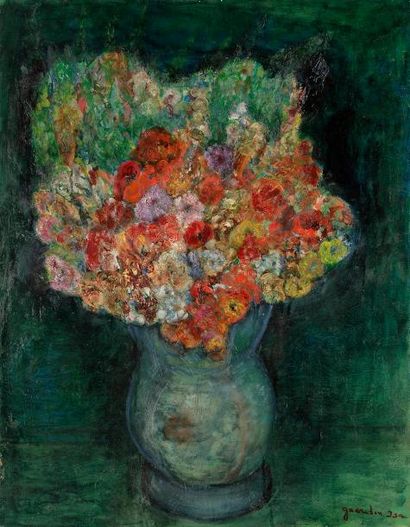 null Isa GUERCHON (XXe siècle)
Vase de fleurs
Huile sur toile.
Signée en bas à d...