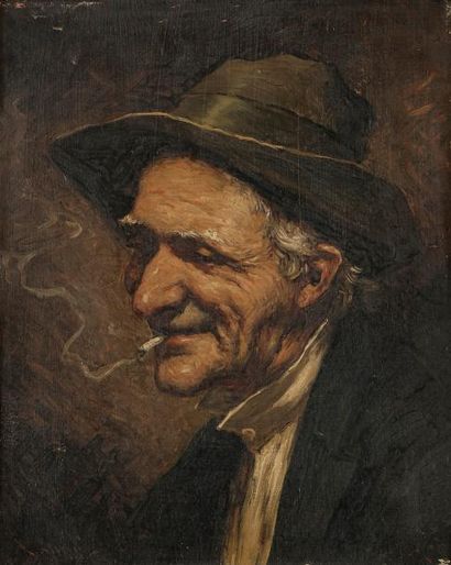 null Romana ARREGUI
(1875-1932)
Vieux fumeurs de cigarettes
2 huiles sur panneau.
Signées...