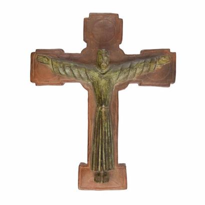 null Jean LAMBERT-RUCKI (1888-1967) 
Christ en croix
Sculpture. Épreuve en céramique...