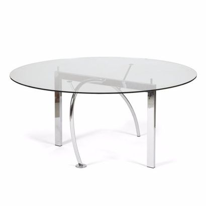 null PERKAL Design 
Flusso 6 
Table ronde. Piètement en métal chromé, plateau circulaire...